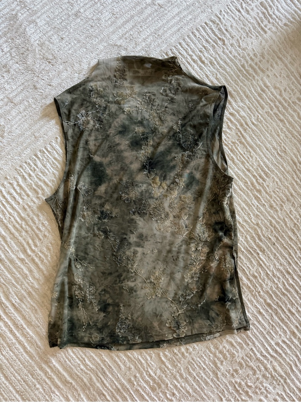 Princess Polly Sleeveless Floral Mesh Top - Olive Green